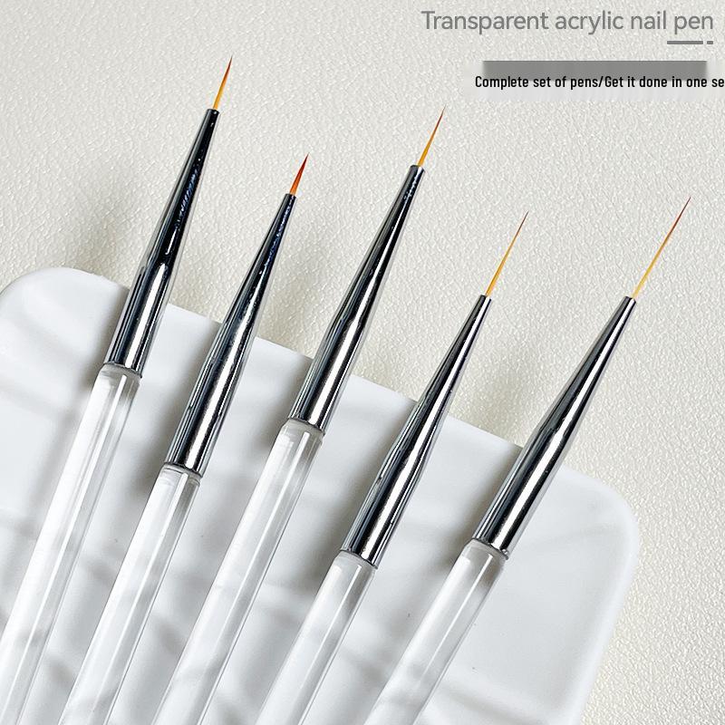 Five-Piece Nail Art Striping Brush Set for Line & Flower Painting