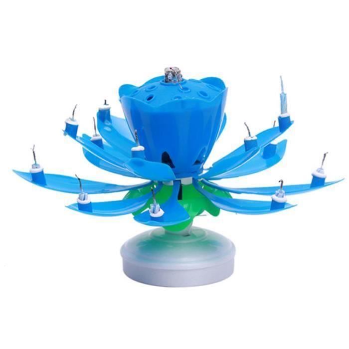 JL Lumânare de Ziua de Naștere Floare de Lotus Rotație Muzică Decorare Tort Petrecere Culoare Albastru - JLVSO827AA1050
