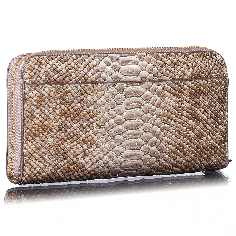 [HENLY COAT] Made in Italy cowhide Anaconda Diamantina ladies round zipper long wallet wallet money luck up feng shui money luck wallet present for