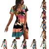 Damen Casual Mode Hawaiian Print Kurzarmkleid