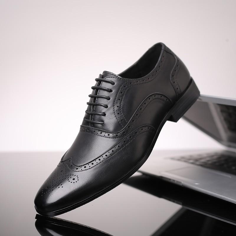 Mens Wide Width Oxford Shoes Brogue Style Business Formal Dress Office Casual Wear
