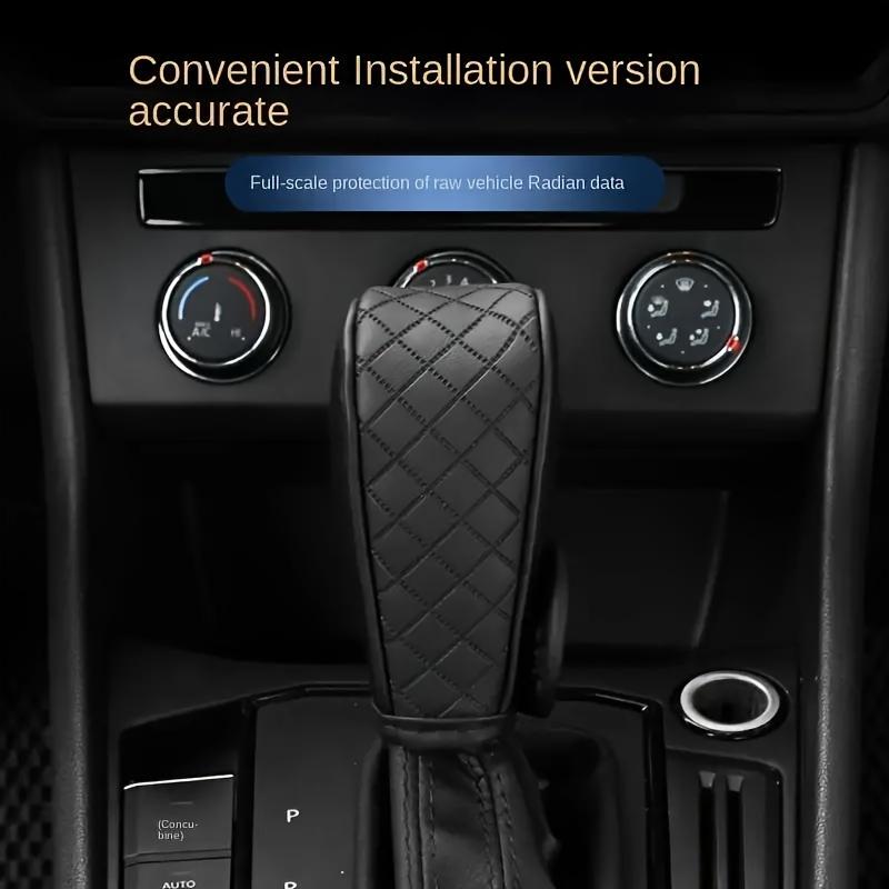 1pc Black PU Leather Gear Shift Knob Cover Non-Slip, Diamond Stitch Design,Comfortable Grip for Enhanced Driving Experience, Car Interior Accessory