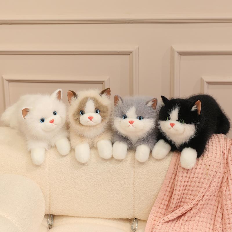 45cm 55cm Cute Realistic Cat Plush Toy Women Bow Cat Plush Animal Kawaii Ragdoll Lolita Cartoon Personalized Gifts for Girls