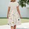 Damska Moda Casual Pasek Krótki Rękaw Okrągły Dekolt Geometryczny Nadruk Łączony Elegancki Temperament Sukienki