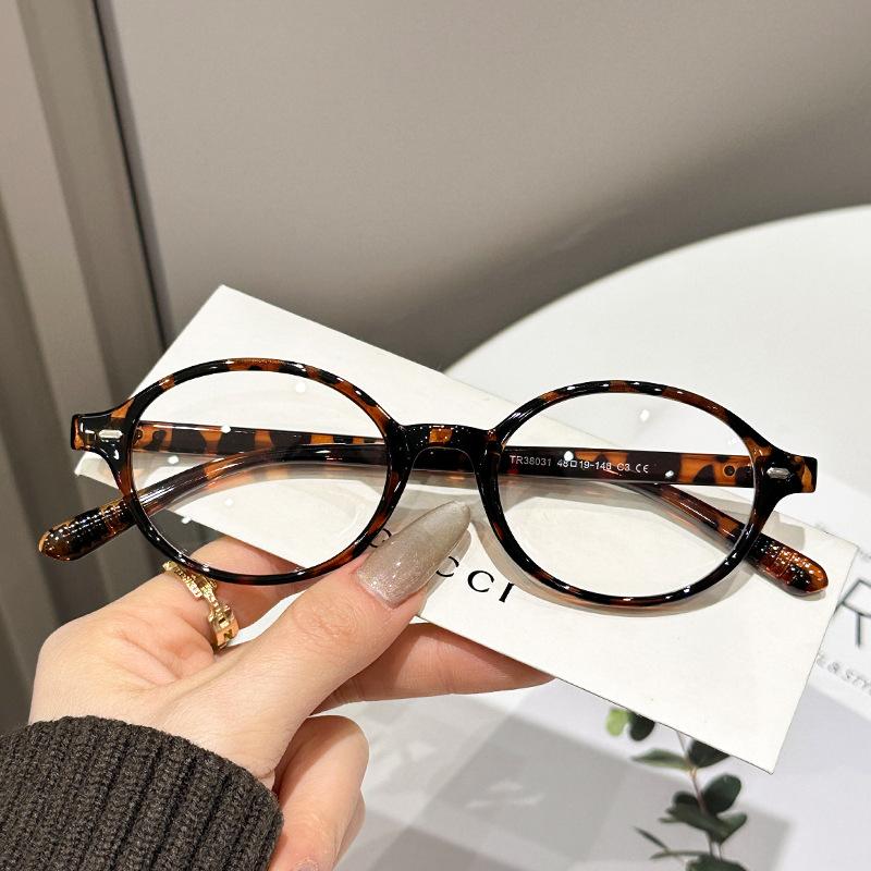 Fake Nerd-style oval frame women's tortoiseshell glasses, ultra-light eyeglass frame, natural look TR90