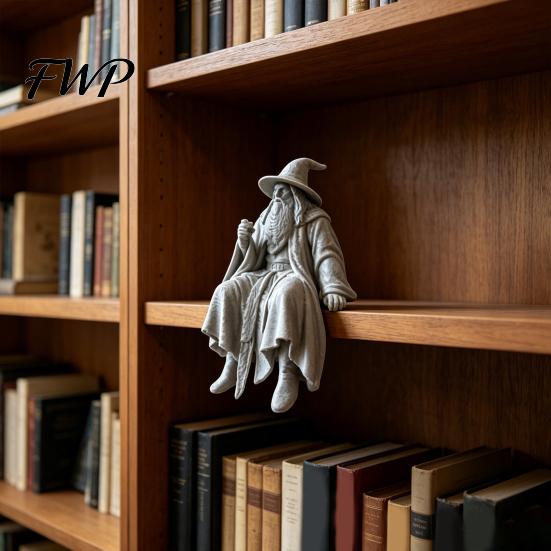 Adaptable Placement Wizard Statue 3D Printed Figurine, Small Shelf Sitter, Collectible Computer Desk Figure Desktop Ornament for Bookshelves,