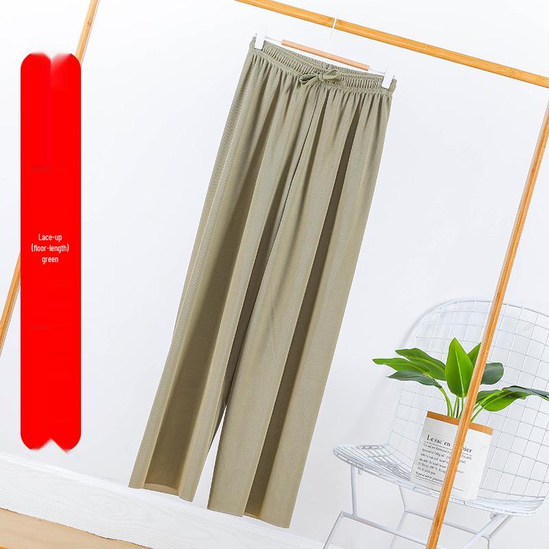 Ice Silk Women's Summer High-Waist Slimming Wide-Leg Pants