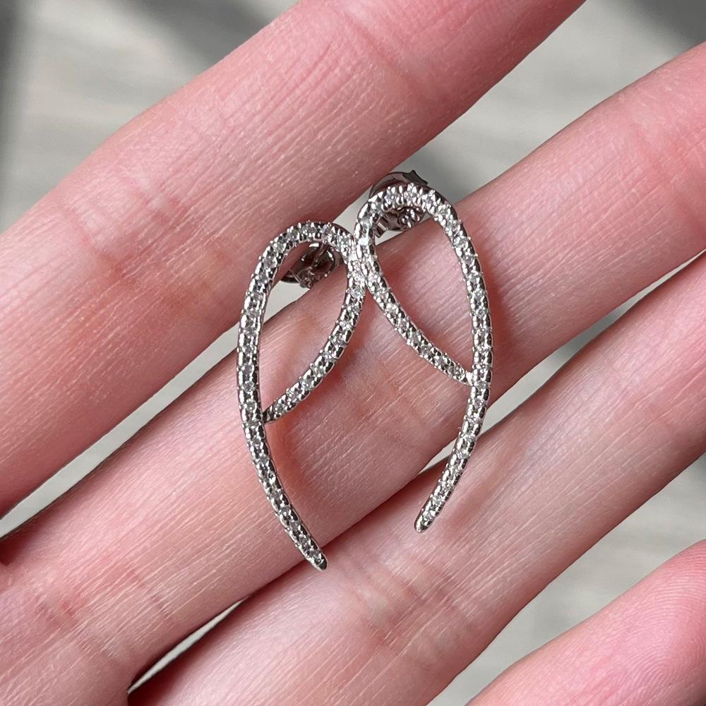1 Pair, Stylish, Inlaid Synthetic Zircon, Minimalist, Geometric Line Cross Ring