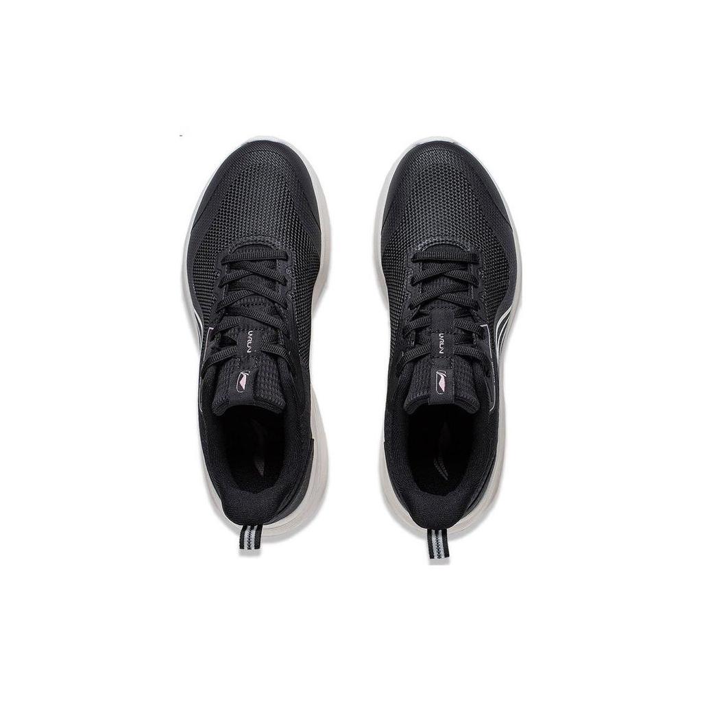 Li Ning Lightweight Reflective Shock Absorbing Non-Slip Durable Low-Top Running Shoes Women sneaker Black White ARST064-3