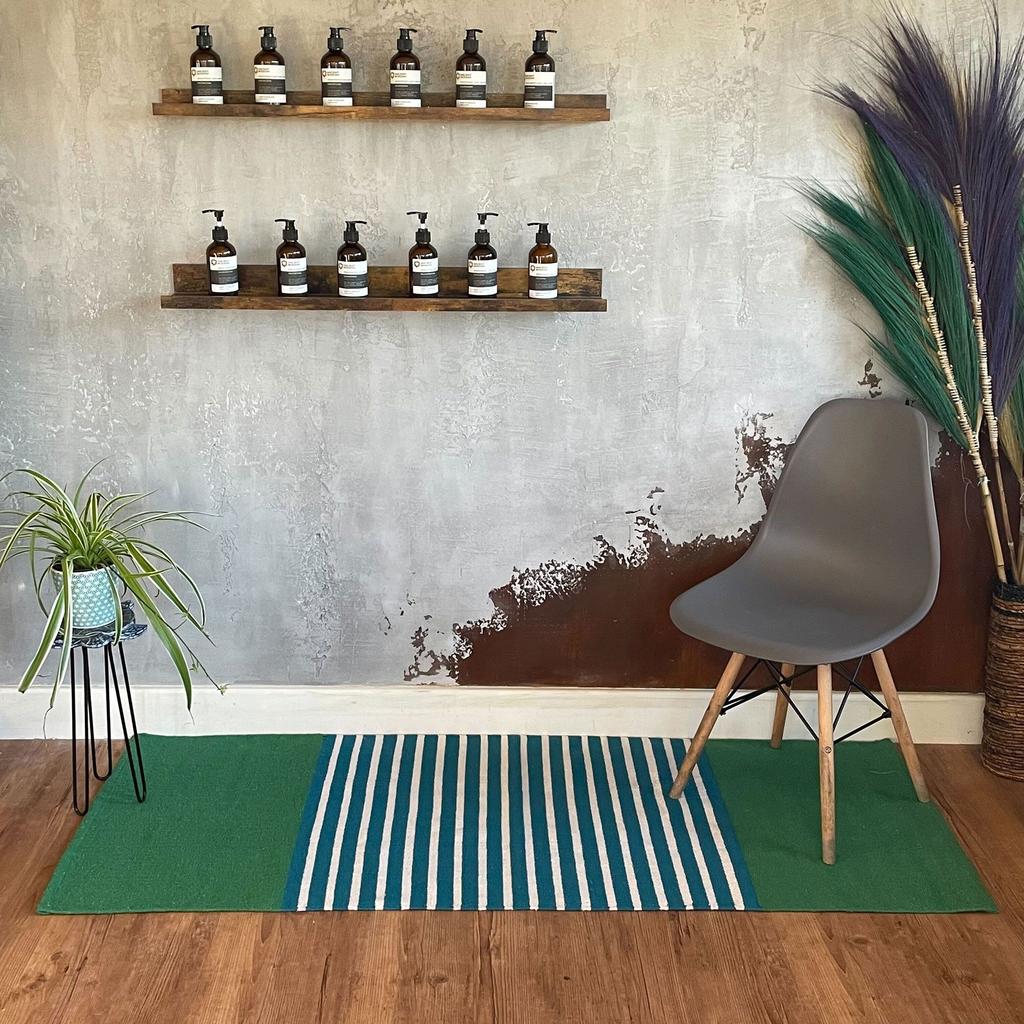 Runner Rug, Blue Green Cotton 70x170cm