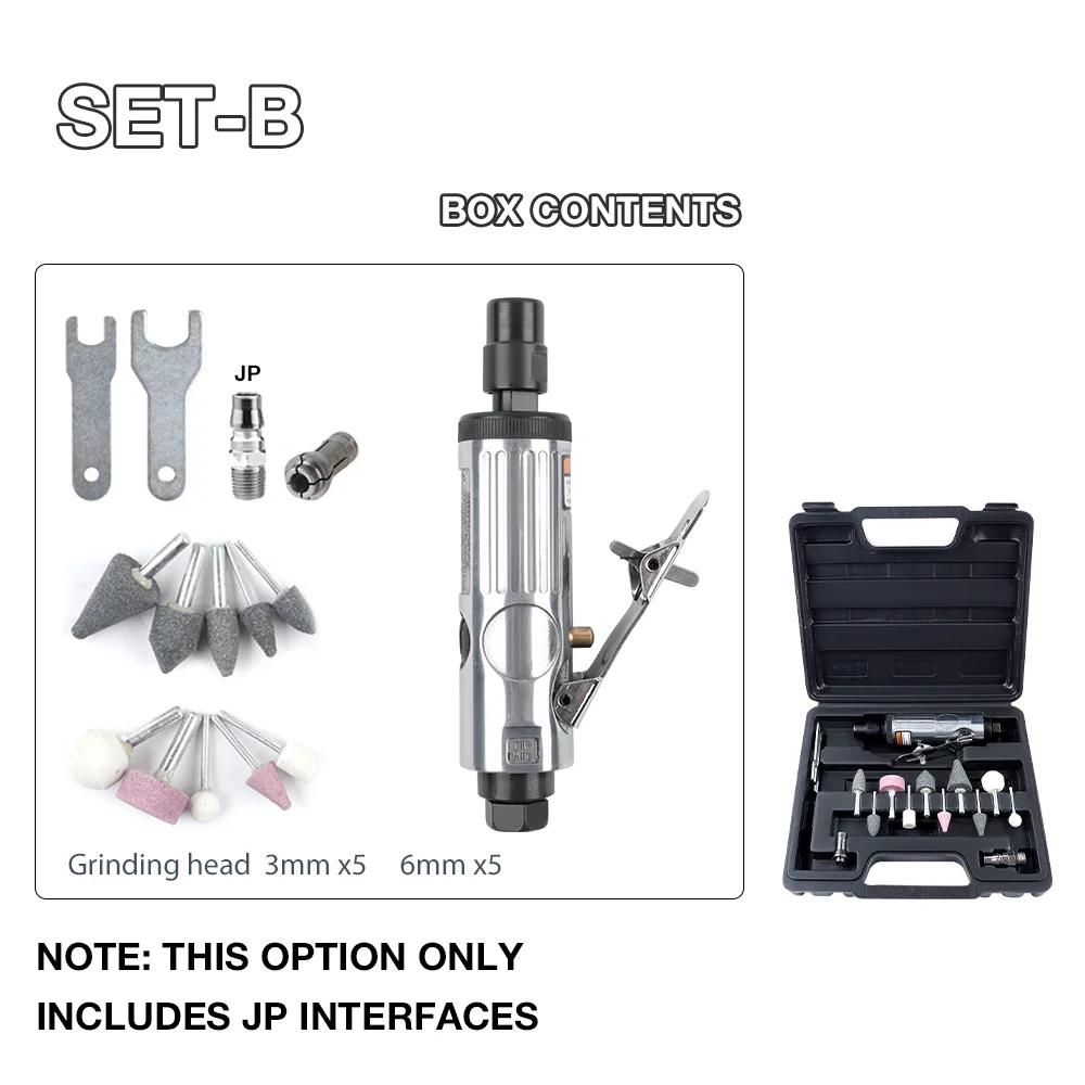 Air Die Grinder, with 1/4" and 1/8" Collets Pneumatic Tool Grinding Tool Set Deburring Tool, for Grinding/Rust Removal/Polishing