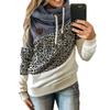 Sudadera con capucha y cuello alto con cordón y estampado de leopardo para mujer