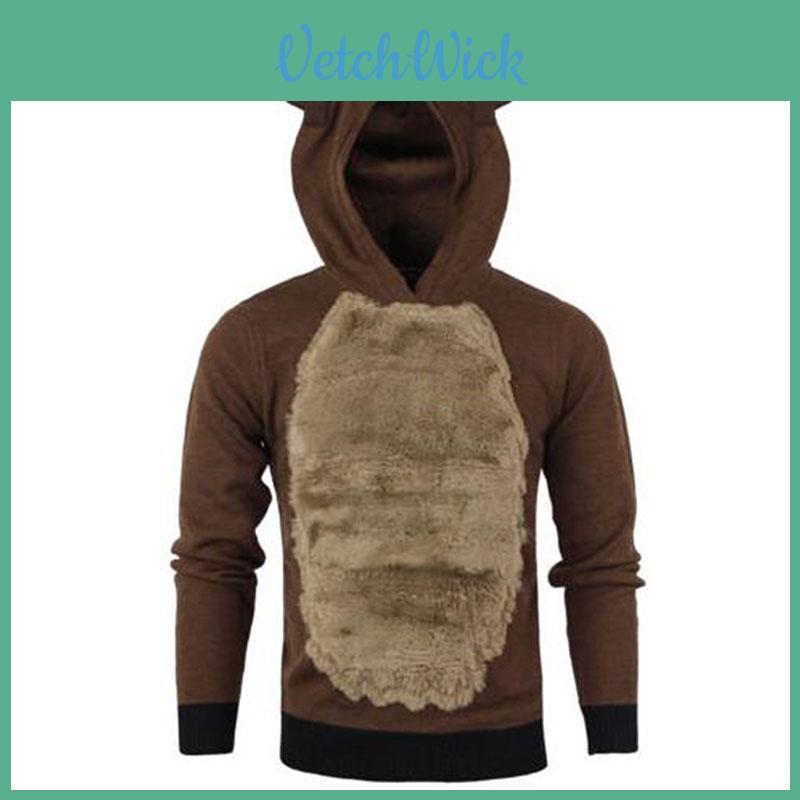 Luxurious Mens Christmas Hoodie Jumper With Fluffy Rudolph Reindeer Design Sweater