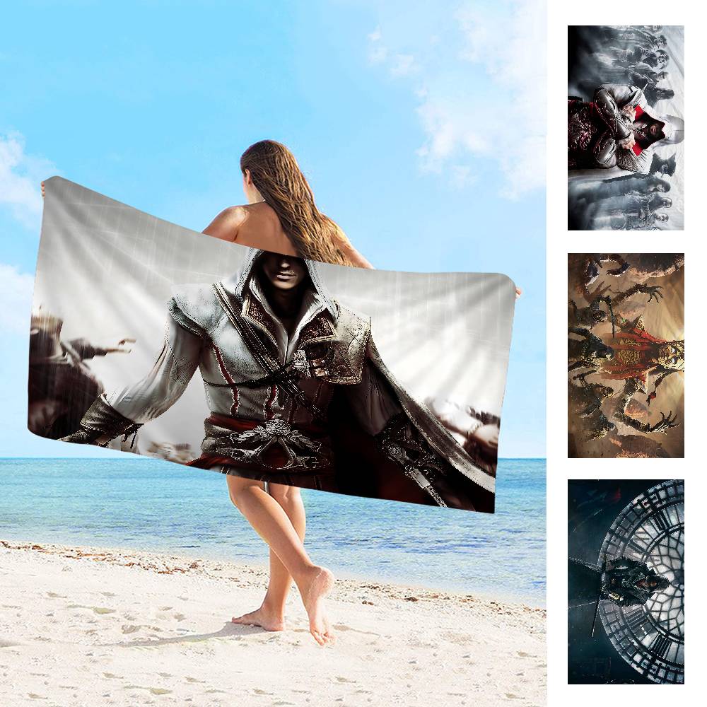 A-Assassin C-Creed Spiel Mikrofaser Bedrucktes Strandtuch Bergsteigen Yoga Strand Schwimmen Laufen Saugfähiges Weiches Handtuch
