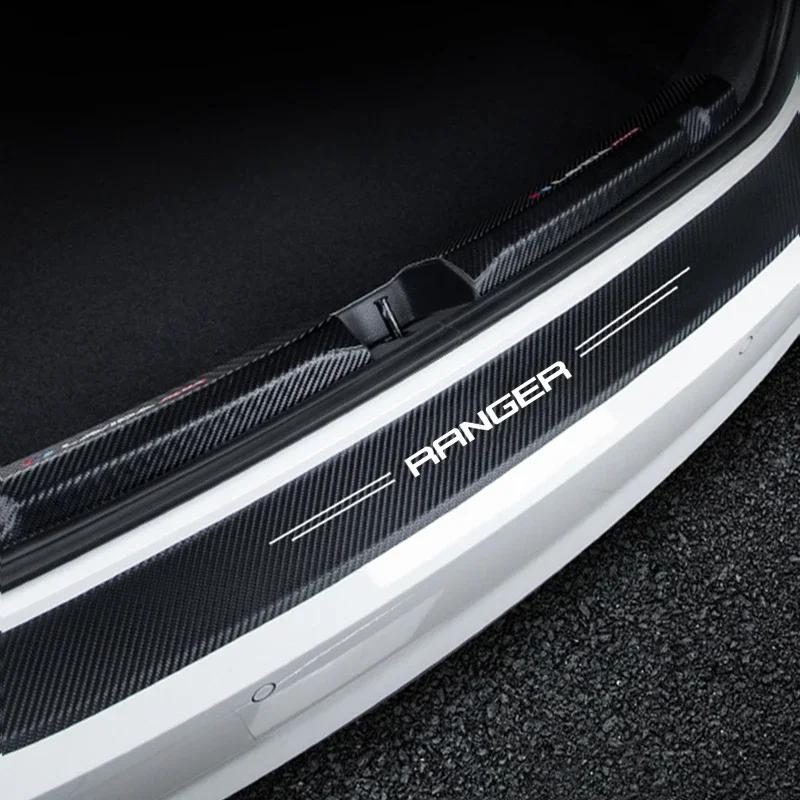 HXGR1 Luminous Car Threshold Decals for Ford Ranger 2025 Carbon Fiber Trunk Sill Anti Scratch Stickers Welcome Pedal Guards Interior