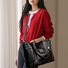 Women Vintage Faux Leather Tote Shoulder Bag, Large Capacity Commute Handbag with Detachable Crossbody Strap, Multi Zipper Pockets Retro Daily Travel
