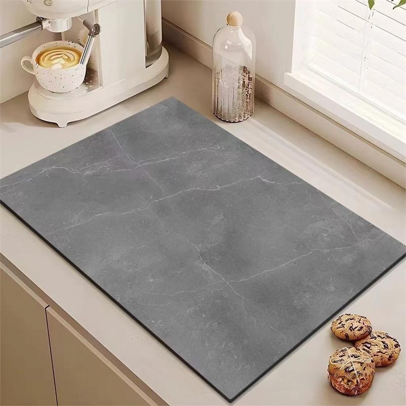 Marble Pattern Printed Kitchen Countertop Drain Pad Anti-Scald Heat-Resistant Dish Drying Pad Home Drying Coffee Tableware Mat