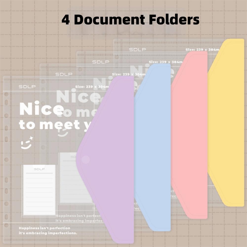 PP File Bag Set Loose Leaf Document Organizer Portable A4 File Folder Office Storage