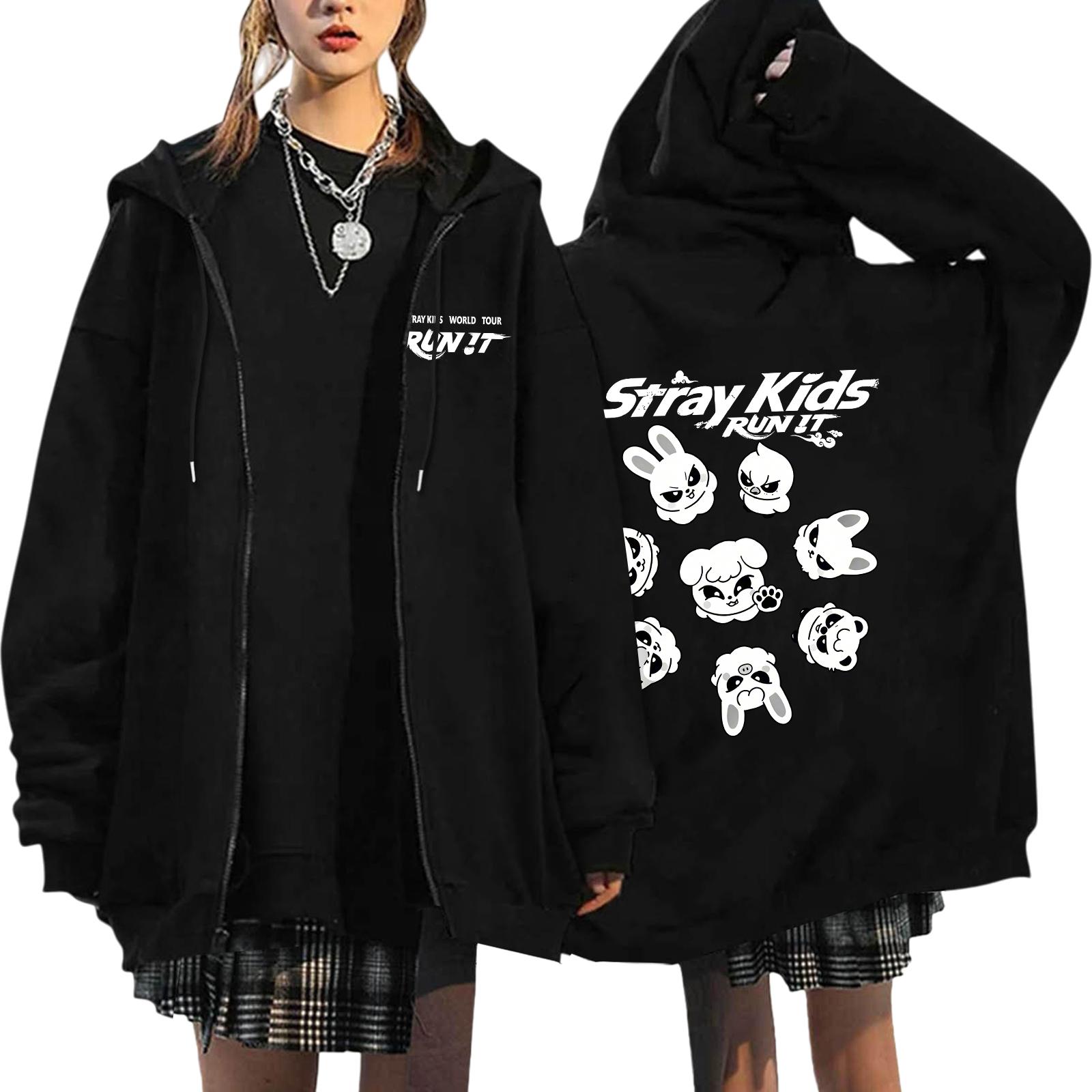 Oversized Graphic Zip Up Hoodie with Print Casual Pullover for Men Women XXL