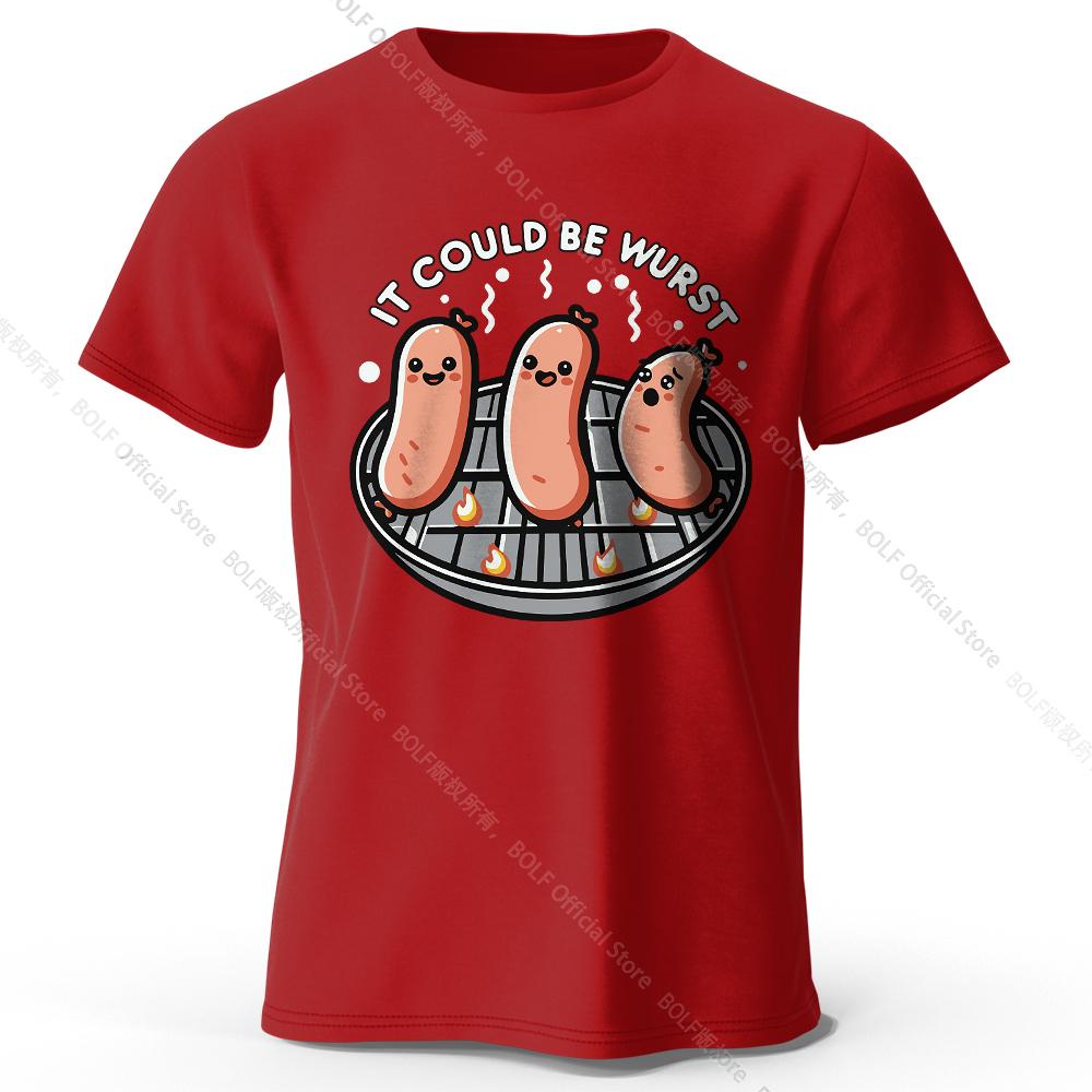 

Мужская футболка с принтом It Could Be Wurst, 100% хлопок, свободные футболки с немецкой графикой, женские летние топы, уличная одежда Bratwurst XXXL вино красного
