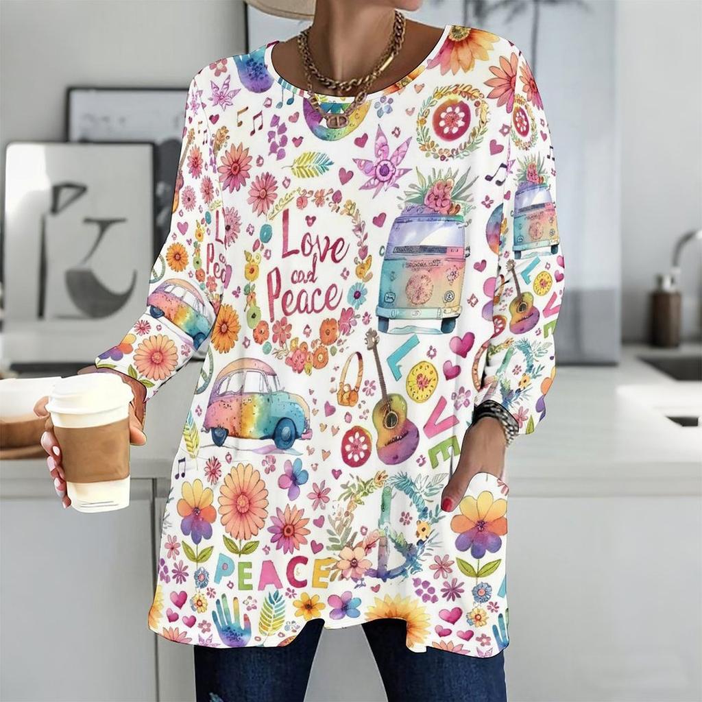 Plus Size Women Crew Neck Long Sleeve T Shirt Soft Loose Tops For Daily Home And Outdoor Activities
