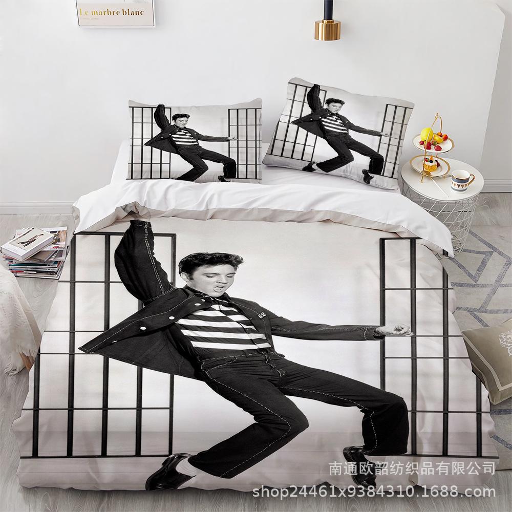 Größe 3D Digitaldruck Elvis Presley Heimtextil Quilt-Set Dreiteilig