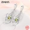 ZDADAN 925 Silver Hollow Blue Crystal Long Drop Earrings For Women Fashion Wedding Jewelry Gift