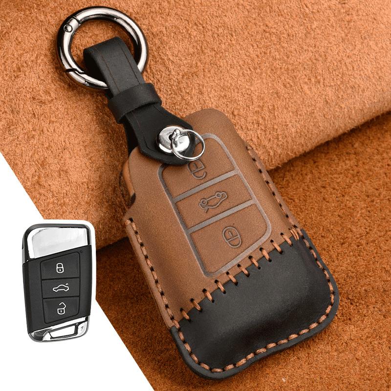 Leather Car Key Cover Case for VW Volkswagen Tiguan MK1 MK2 Magotan Passat B8 Polo Golf 4 5 6 7 Mk7 Jetta POLO Eos Scirocco