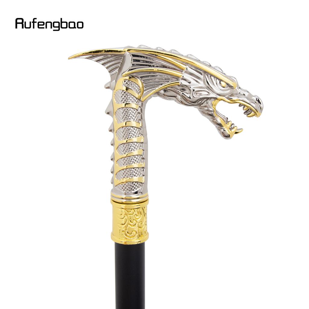 Golden White Dragon Head Fashion Walking Stick Decorative Stick Cospaly Vintage Party Fashionable Walking Cane Crosier 94cm