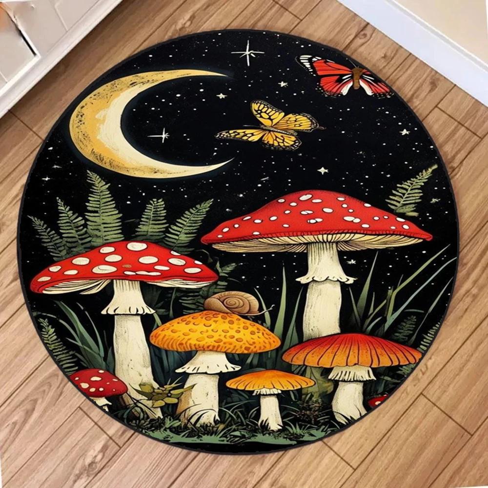 

Chic Forest Mushroom Circular Area Rug Ultra-Soft Microfiber Machine Washable Perfect for Bedroom Living Room or Dorm Decoration Diameter 60cm(23in)