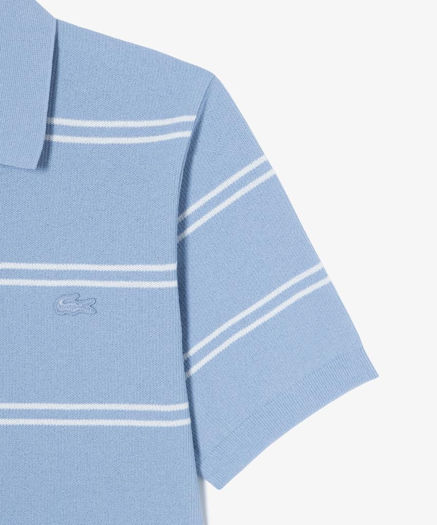 LACOSTE Men'S Open Collar Pinstripe Short Sleeve Sweater Polo Shirt Ph396E-56G Aey