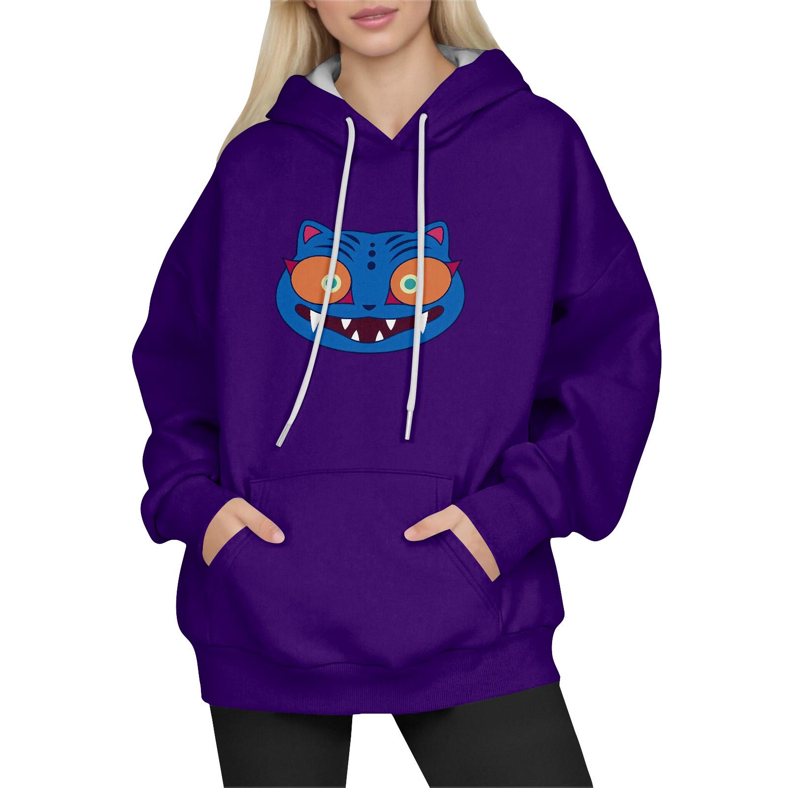 

Women s Fashion Long-Sleeve Pullover Hoodie with Fun Movie-Inspired Prints L