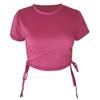 Sexy Drawstring Tie Bare Midriff Slim Tank Top Women Short Sleeves Bottoming Crop Tops Camisetas Mujer