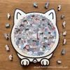 135-Piece Morandi-Colored Cat Shaped Wooden Jigsaw Puzzle, Cat Shaped Wooden Puzzle, Unique Animal Shape WoodPuzzle, CreativePuzzle Gifts for Cats Lov