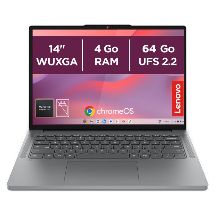 PC Portable Chromebook LENOVO 14M8911 | Chrome OS - 14" WUXGA - MTK 540 - RAM 4 Go - Stockage 64 Go - AZERTY