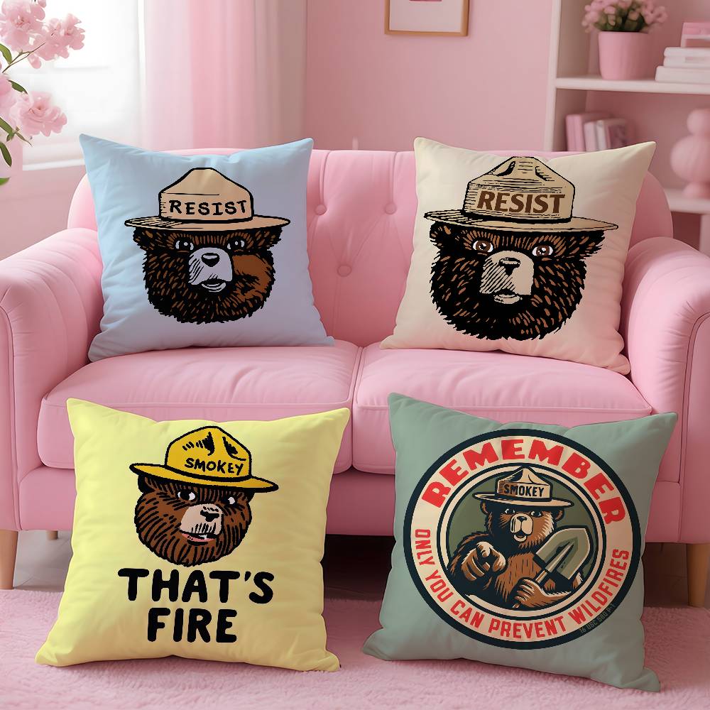 Anime S-Smokey B-Bear Pillow Case pattern printing pillowcase living room sofa cushion cover bedroom room decor
