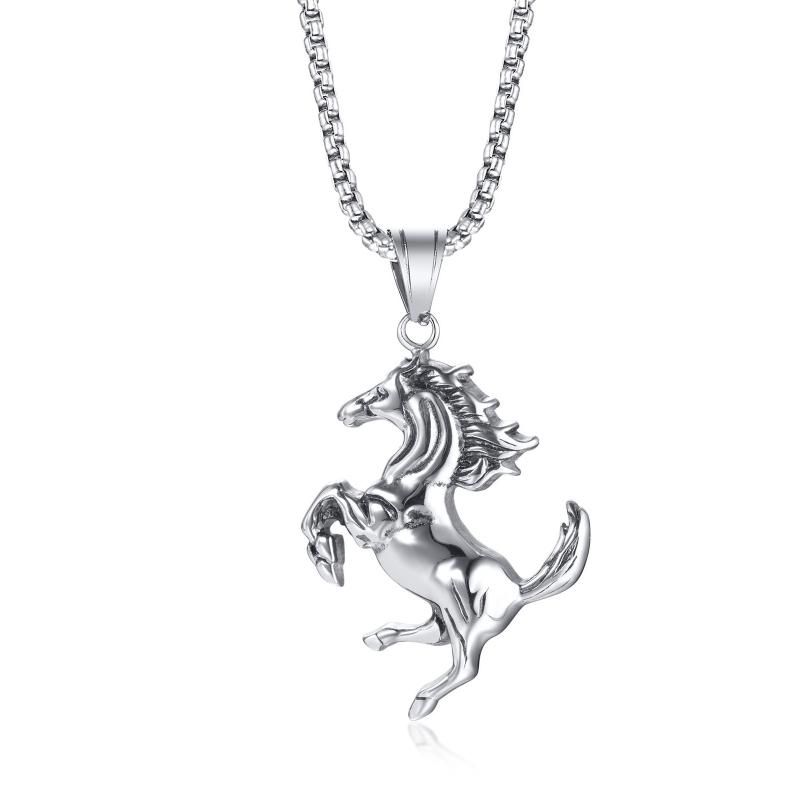 Vintage Horse Necklaces Long Chains Animals Pendant Necklace For Men Women Hip Hop Punk Horse Necklace
