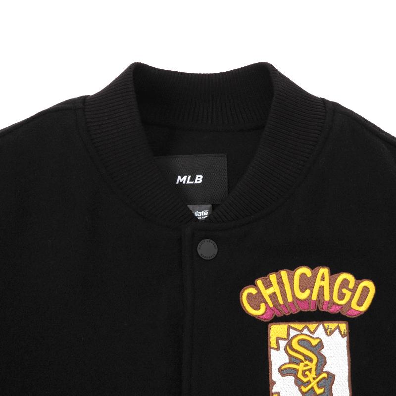 MLB Letter Print Baseball Jacket Unisex jackets Black 3AJPC0124-44BKS