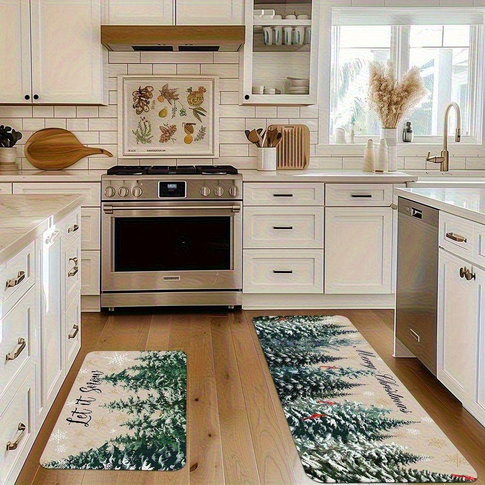 Christmas Christmas Tree Crystal Velvet Two-Piece Set Kitchen Floor Mats Durable Entry Hall Door Mat Home Decoration