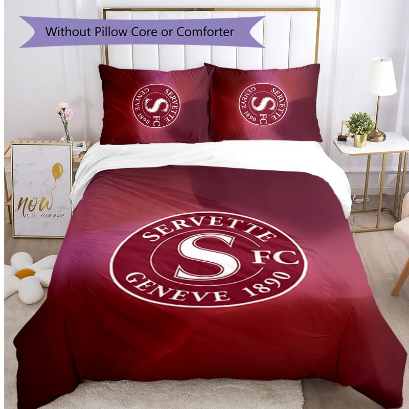 Servette FC Bedrucktes 3-teiliges Bettwäsche-Set Atmungsaktiver Bettbezug mit Kissenbezügen Dekorative Bettwäsche für Schlafzimmer Zuhause