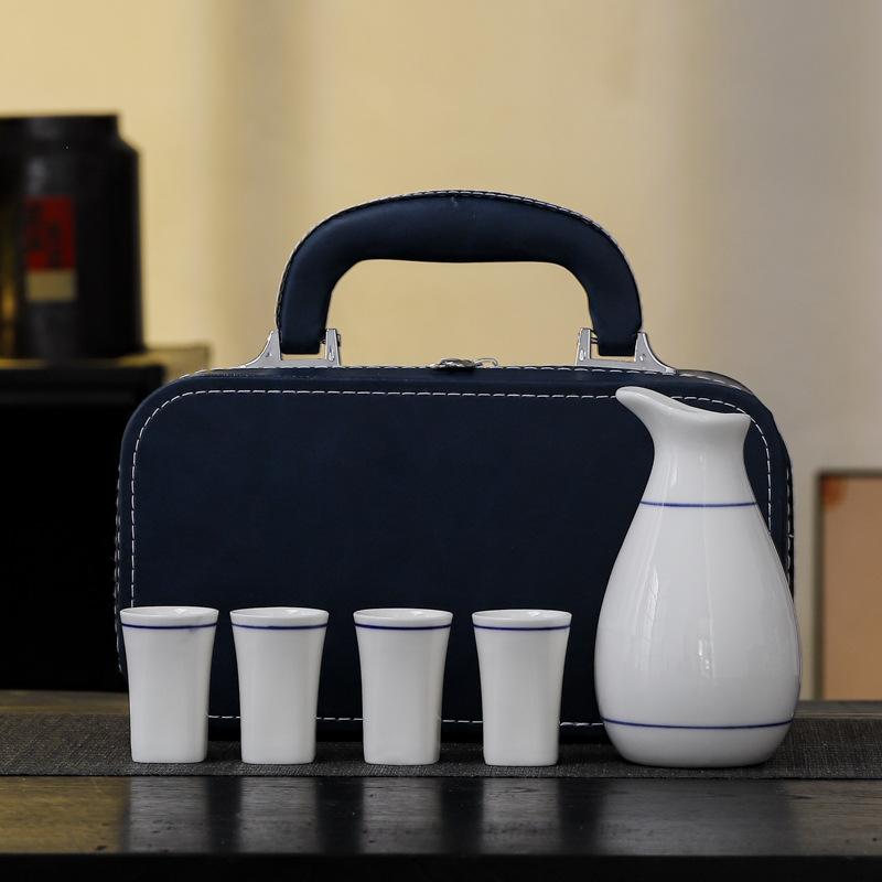 5Pcs/set Ceramics Japanese Style Sake Pot Baijiu Cup Set Home Kitchen Office Flagon Liquor Cup Drinkware Creative Barware Gifts