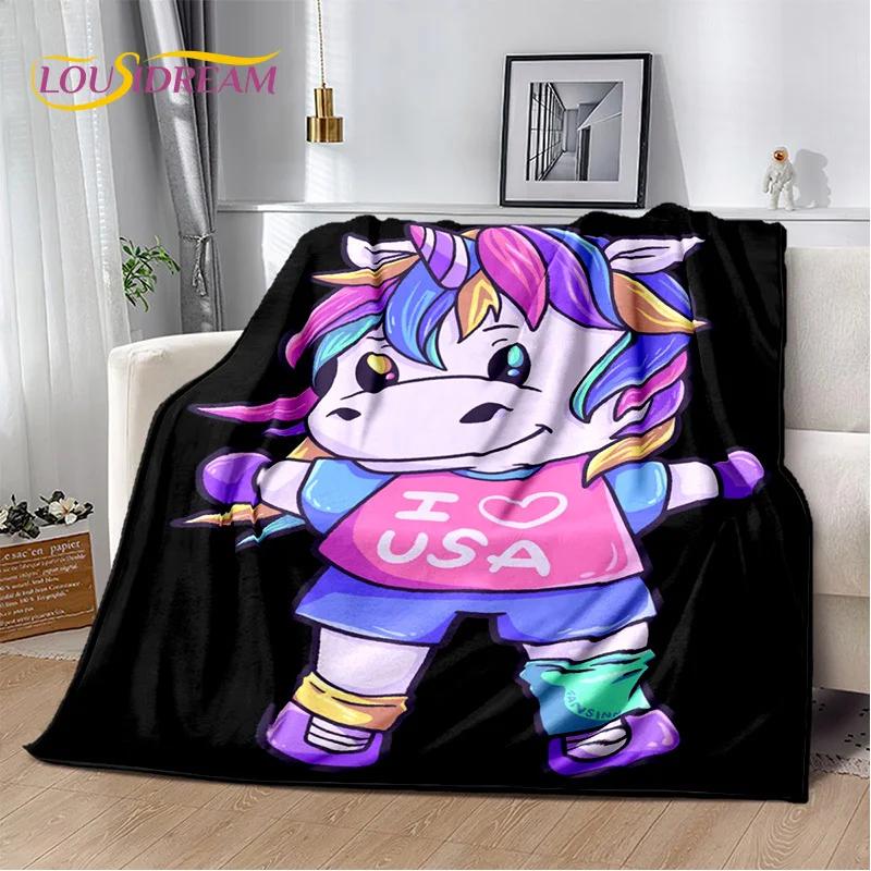 HD Unicorn Cartoon Cute 3D Dream Girl Blanket,Soft Throw Blanket for Home Bedroom Bed Sofa Picnic Travel Office Cover Child Gift