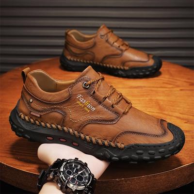 Mode 2025Nieuw Grote Maat38-48Heren Casual Leren Flats Wandelschoenen Hoge Kwaliteit Buiten Antislip Wandelsneakers Veterschoen
