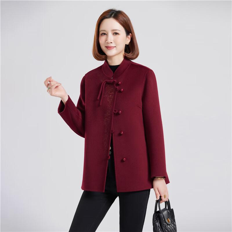 Женское двустороннее шерстяное пальто в новом китайском стиле 4XL