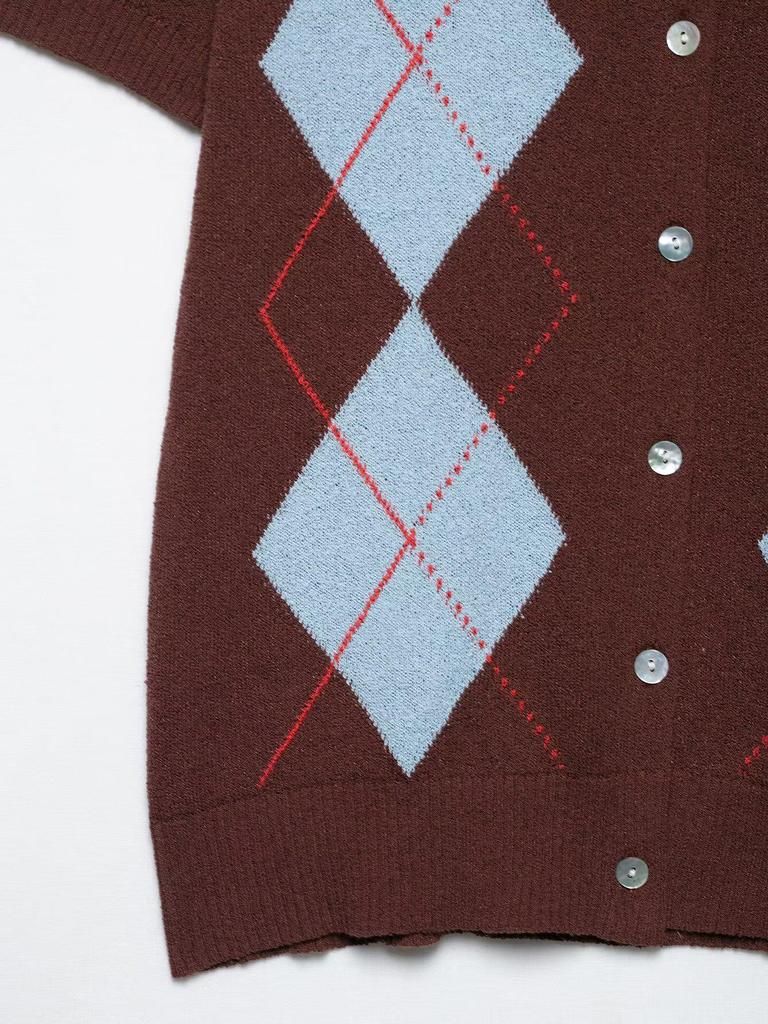 Spring 2025 Women's European & American Fashion Diamond Pattern Knit Top