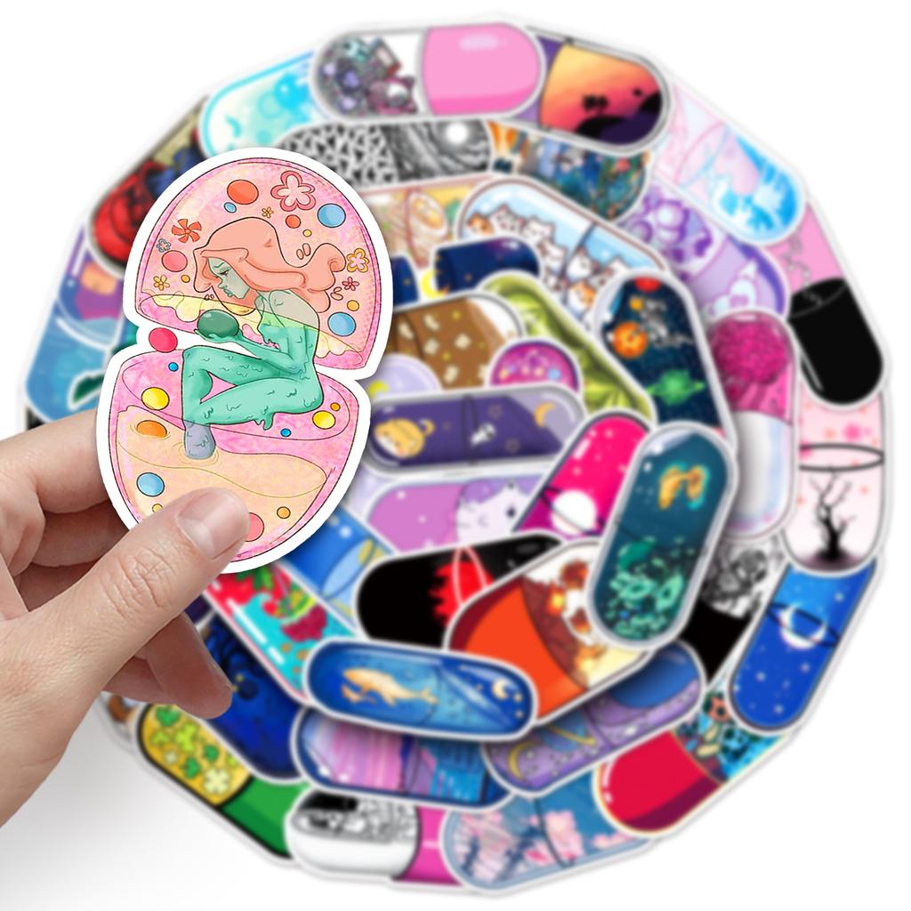 50 Capsule World Graffiti Stickers Personalized Creative Trend Decoration Mobile Phone Case Suitcase Skateboard Stickers