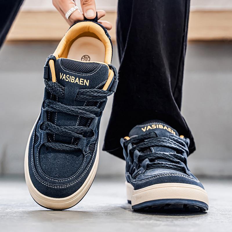 Autumn Men'S New Casual Flat-Sole Sneakers Retro Minimalist Versatile Casual Sports Shoes Non-Slip And Wear-Resistant