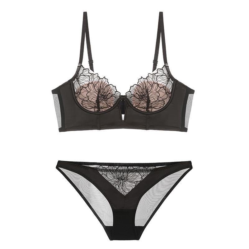 

Французский придворный стиль Сексуальный прозрачный комплект бюстгальтера с эффектом лифтинга Panties L
