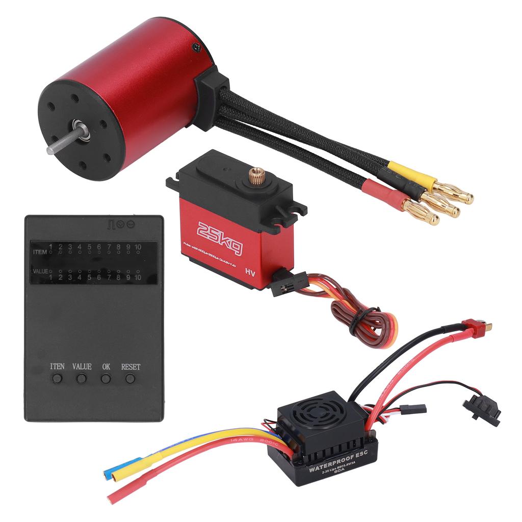 S3650 3100KV Brushless Motor Combo 60A 25kg Servo Sensorless Motor ESC Combo for 1 10 RC Car