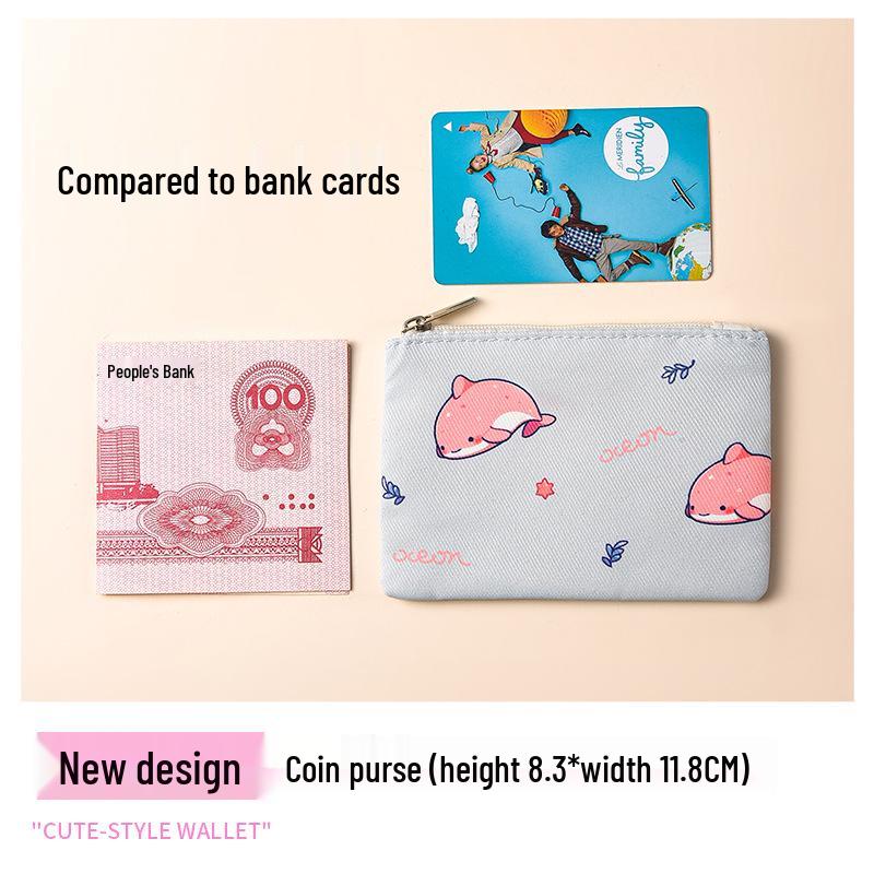 Kompakte Geldbörse aus floralem Canvas - Reißverschluss-Münzfach & Kartenhalter